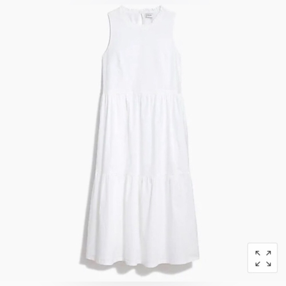 J.CREW White Sleeveless Poplin Tiered Midi Dress Size 6 - Picture 2 of 9